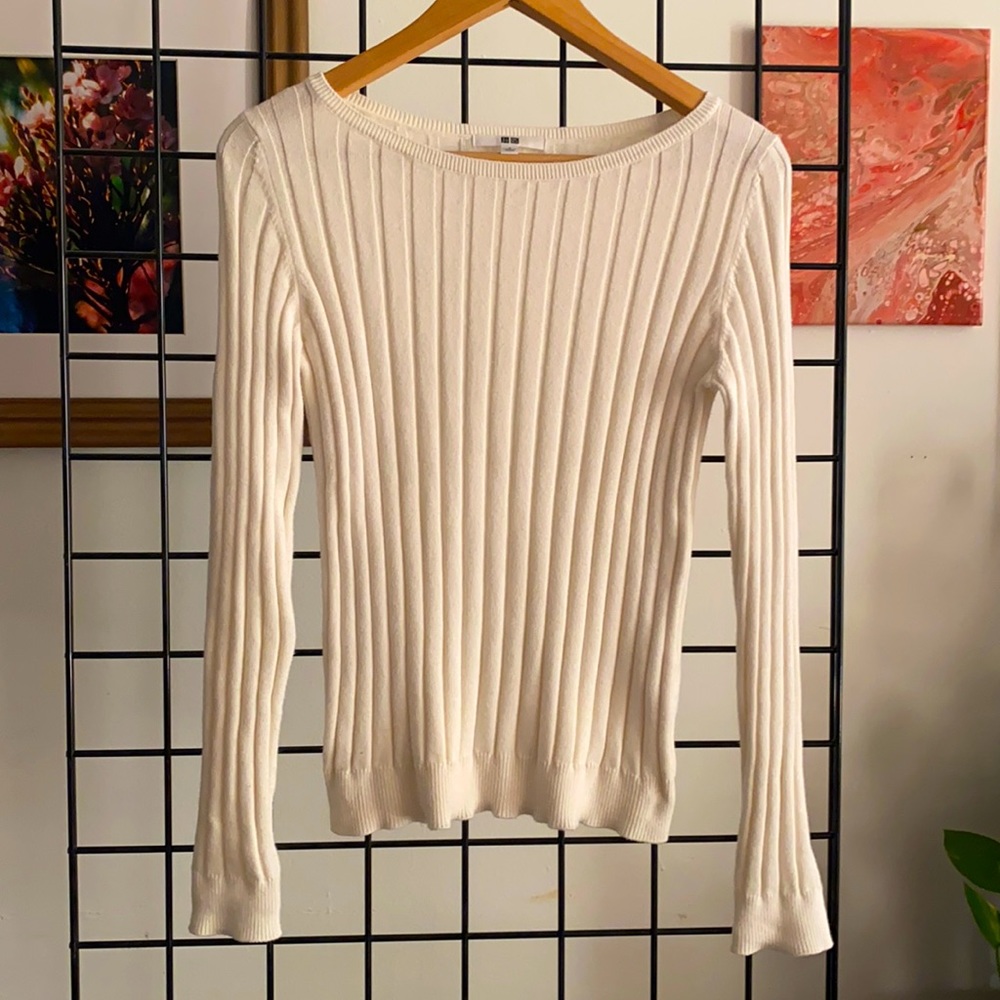 Off-White Ribbed UNIQLO S Sweater